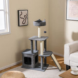 Albero per Gatti Interno 117 Cm Torre Con Tiragraffi in Sisal E Condominio, Mobili Con Giochi Appesi E Piattaforma Versatili