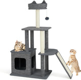 Albero per Gatti Interno 117 Cm Torre Con Tiragraffi in Sisal E Condominio, Mobili Con Giochi Appesi E Piattaforma Versatili