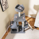 Albero per Gatti Interno 117 Cm Torre Con Tiragraffi in Sisal E Condominio, Mobili Con Giochi Appesi E Piattaforma Versatili