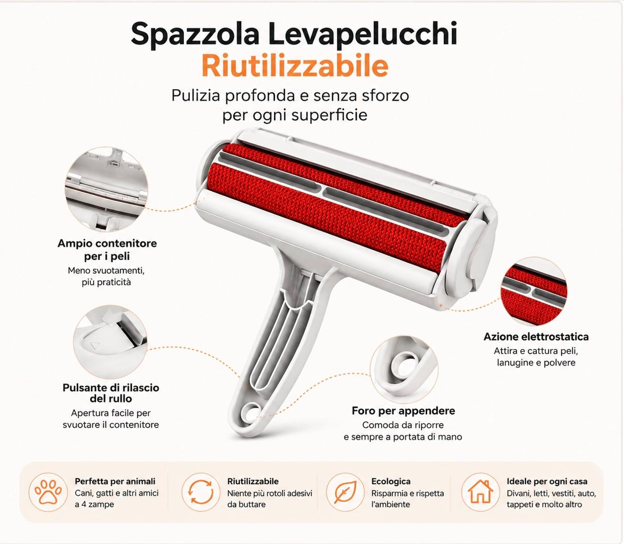 Rullo Rimuovi Peli Portatile