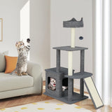 Albero per Gatti Interno 117 Cm Torre Con Tiragraffi in Sisal E Condominio, Mobili Con Giochi Appesi E Piattaforma Versatili